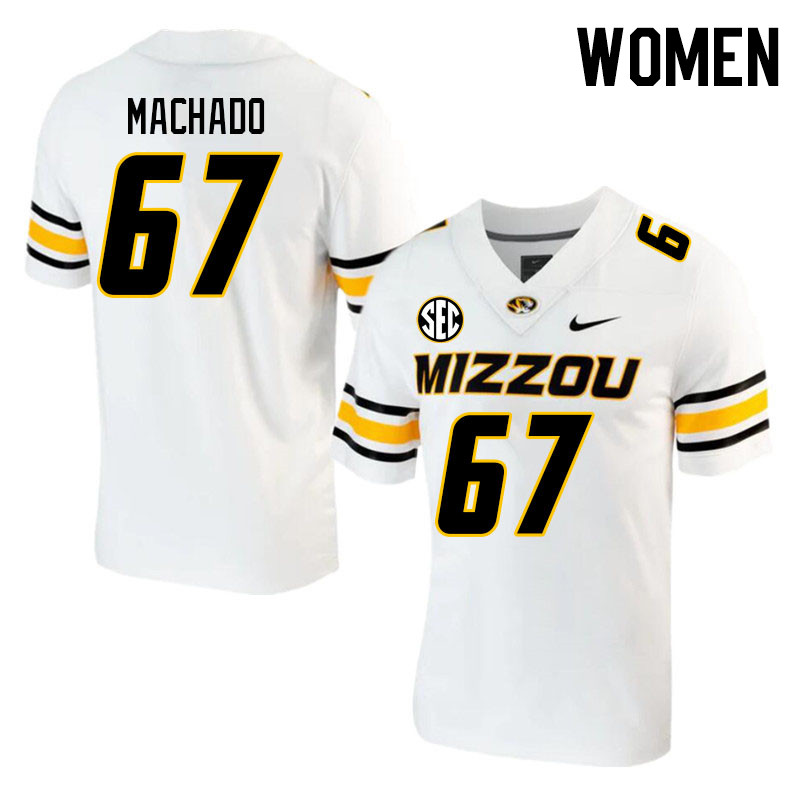 Women #67 Xavier Machado Missouri Tigers College 2023 Football Stitched Jerseys Sale-White - Click Image to Close